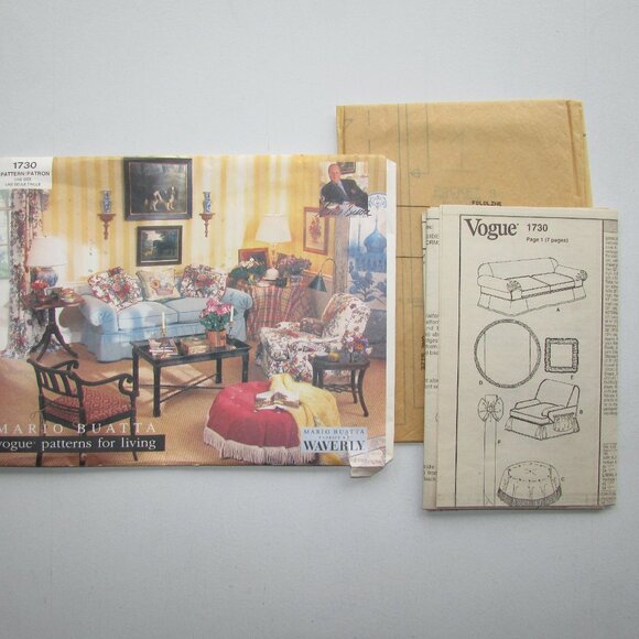 Mario Buatta Designer Sofa Chair Cover Sewing Pattern - 1730 - NEW - Picture 3 of 5